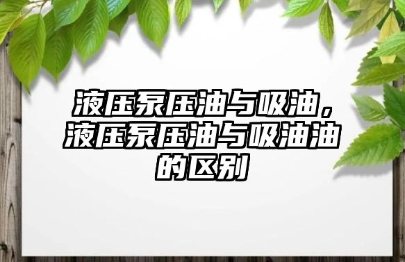 液壓泵壓油與吸油，液壓泵壓油與吸油油的區(qū)別