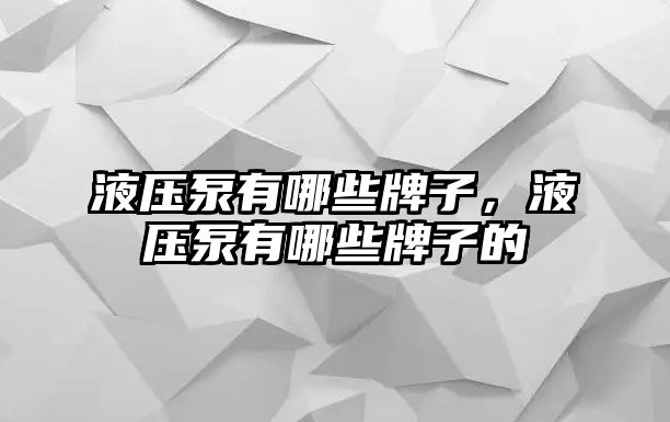 液壓泵有哪些牌子，液壓泵有哪些牌子的