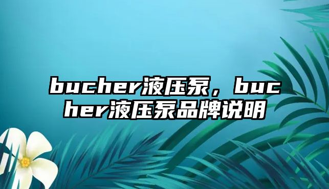 bucher液壓泵，bucher液壓泵品牌說明