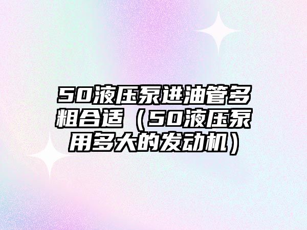 50液壓泵進油管多粗合適（50液壓泵用多大的發(fā)動機）