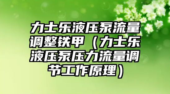 力士樂液壓泵流量調(diào)整鐵甲（力士樂液壓泵壓力流量調(diào)節(jié)工作原理）