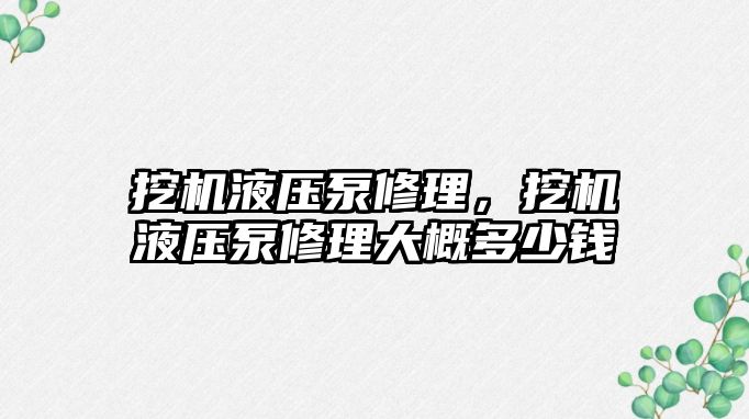 挖機液壓泵修理，挖機液壓泵修理大概多少錢