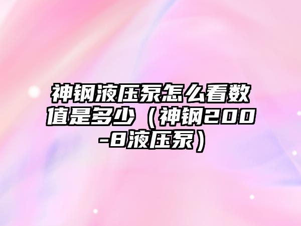 神鋼液壓泵怎么看數(shù)值是多少（神鋼200-8液壓泵）