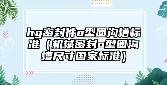 hg密封件o型圈溝槽標(biāo)準(zhǔn)（機(jī)械密封o型圈溝槽尺寸國(guó)家標(biāo)準(zhǔn)）