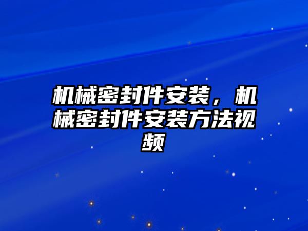 機(jī)械密封件安裝，機(jī)械密封件安裝方法視頻