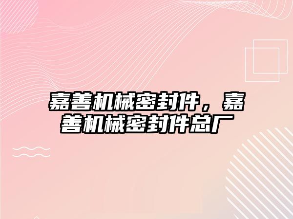 嘉善機械密封件，嘉善機械密封件總廠