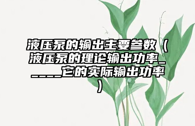 液壓泵的輸出主要參數(shù)（液壓泵的理論輸出功率_____它的實(shí)際輸出功率）