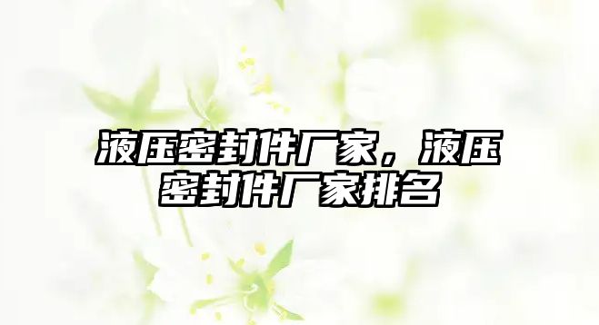 液壓密封件廠家，液壓密封件廠家排名