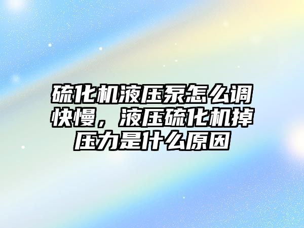 硫化機液壓泵怎么調(diào)快慢，液壓硫化機掉壓力是什么原因