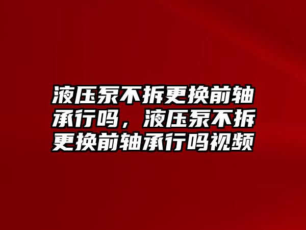 液壓泵不拆更換前軸承行嗎，液壓泵不拆更換前軸承行嗎視頻