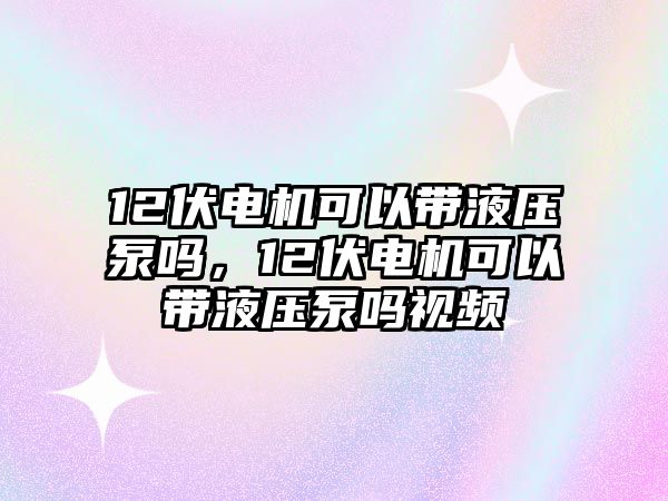 12伏電機(jī)可以帶液壓泵嗎，12伏電機(jī)可以帶液壓泵嗎視頻