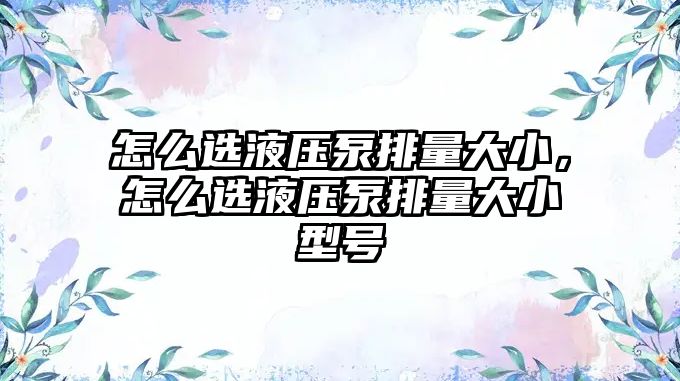 怎么選液壓泵排量大小，怎么選液壓泵排量大小型號(hào)