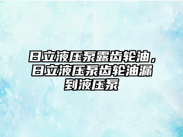 日立液壓泵露齒輪油，日立液壓泵齒輪油漏到液壓泵