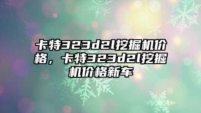 卡特323d2l挖掘機價格，卡特323d2l挖掘機價格新車