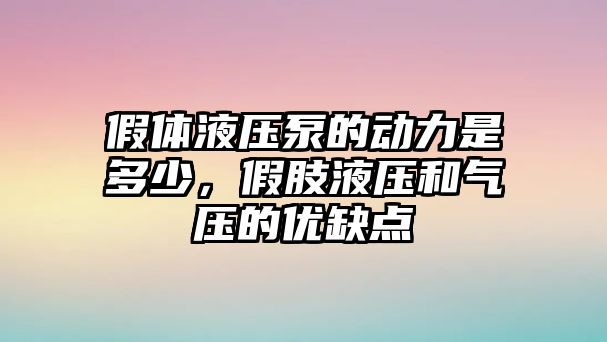 假體液壓泵的動力是多少，假肢液壓和氣壓的優(yōu)缺點