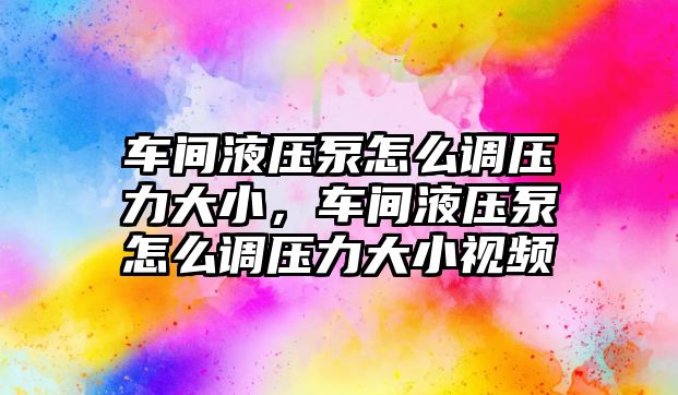 車間液壓泵怎么調(diào)壓力大小，車間液壓泵怎么調(diào)壓力大小視頻