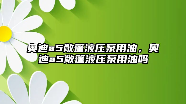 奧迪a5敞篷液壓泵用油，奧迪a5敞篷液壓泵用油嗎