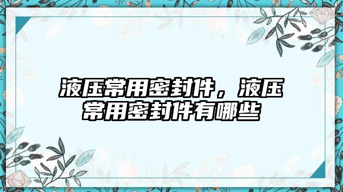 液壓常用密封件，液壓常用密封件有哪些