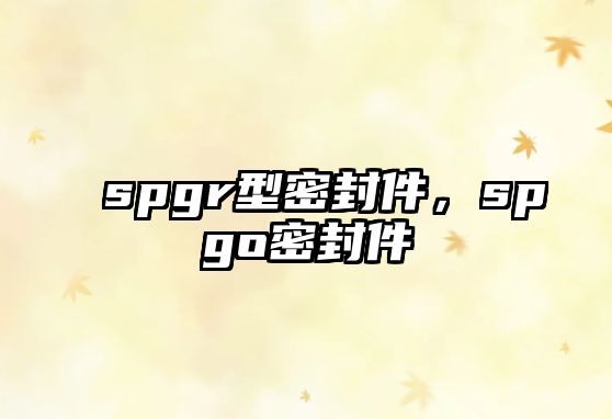 spgr型密封件，spgo密封件